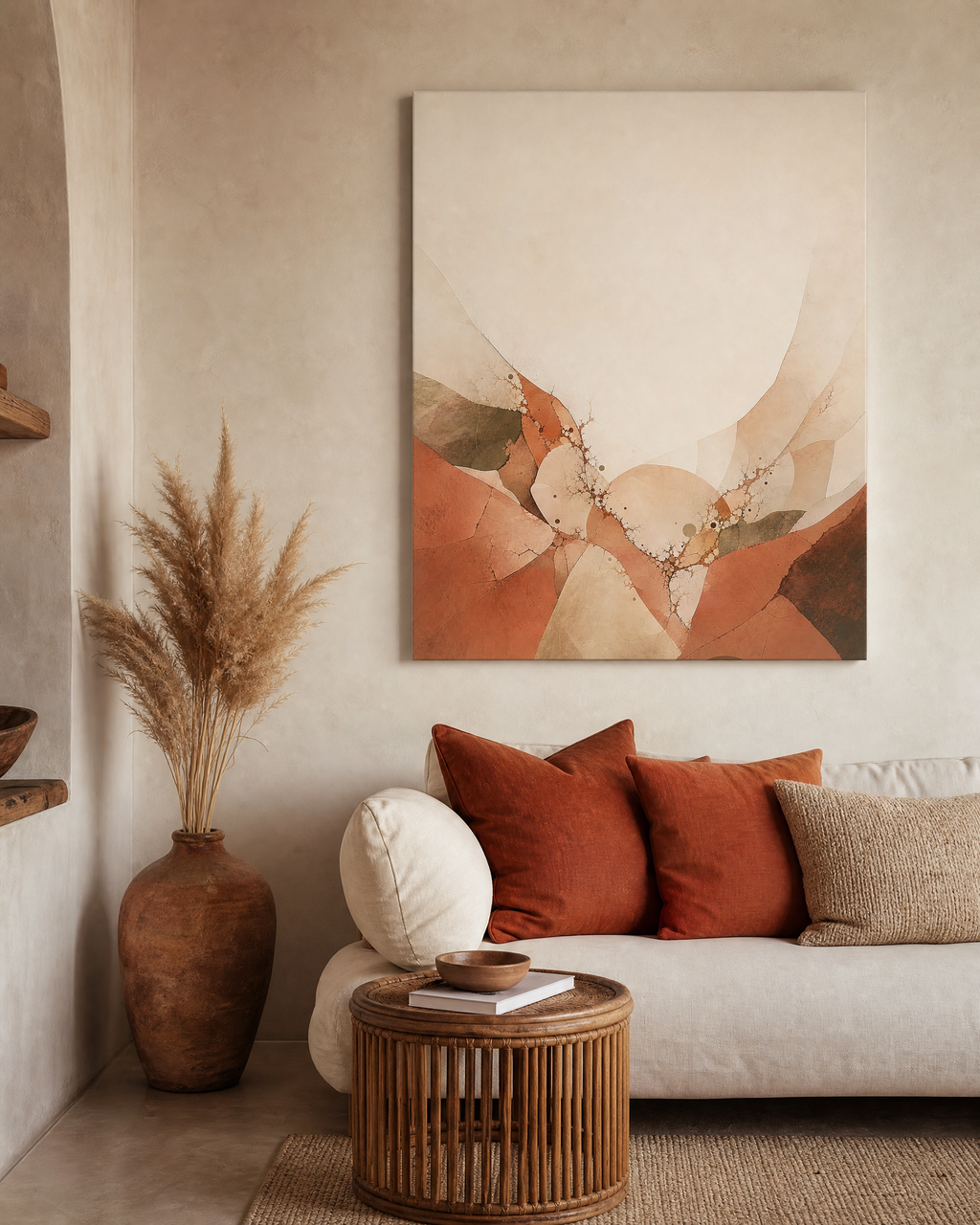Hearth Lattice Veil — Terracotta Blush Canvas
