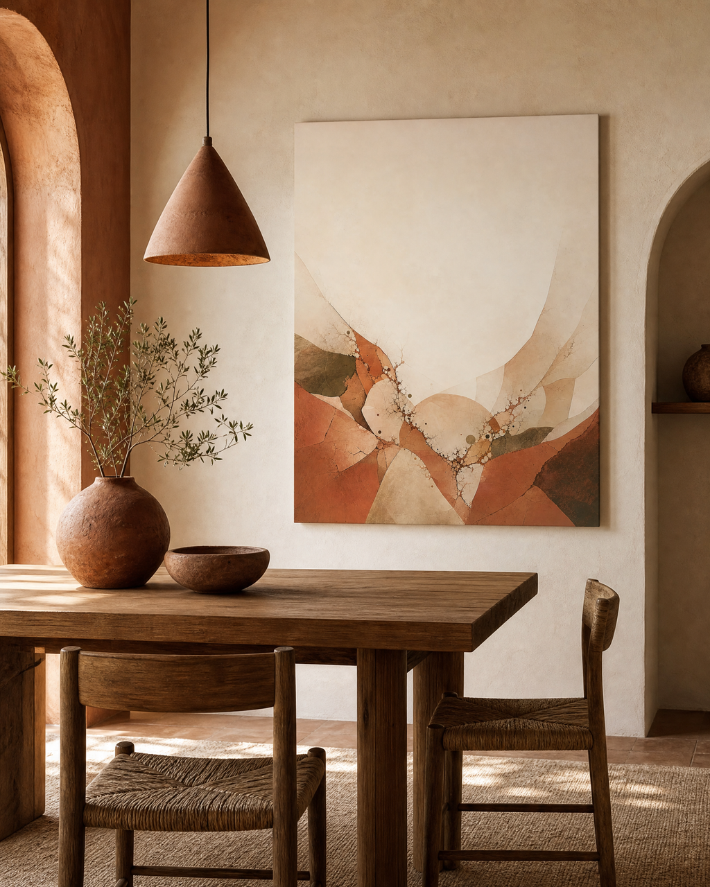 Hearth Lattice Veil — Terracotta Blush Canvas