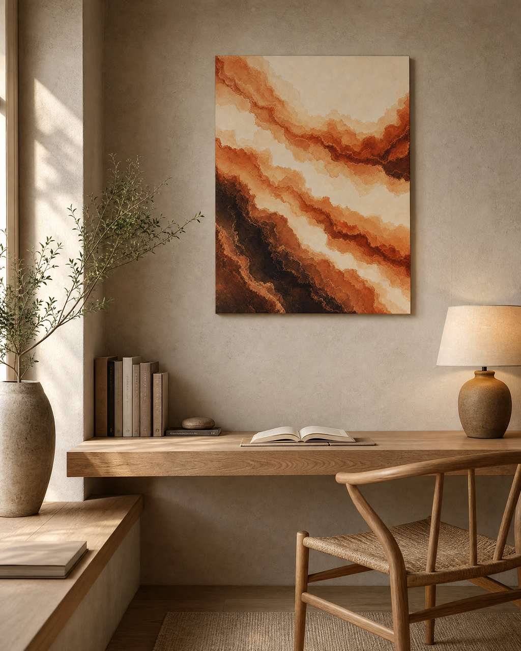Layered Stratigraphy — Terracotta Ochre Canvas