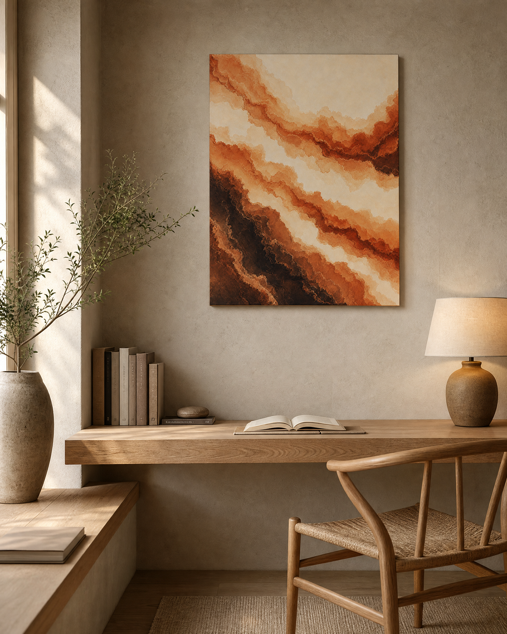Layered Stratigraphy — Terracotta Ochre Canvas