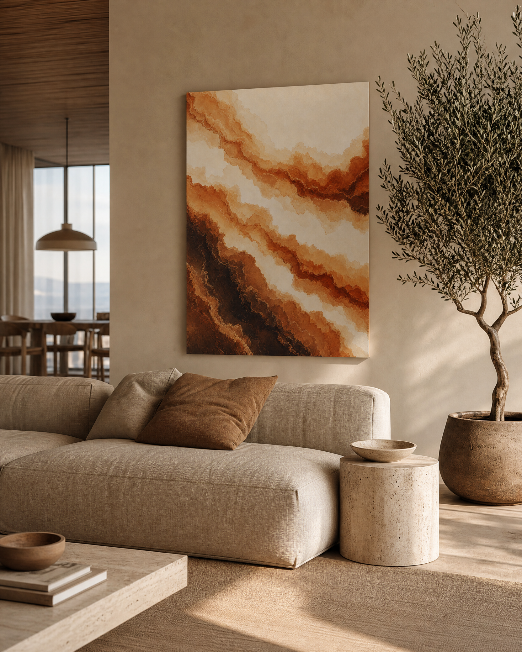 Layered Stratigraphy — Terracotta Ochre Canvas