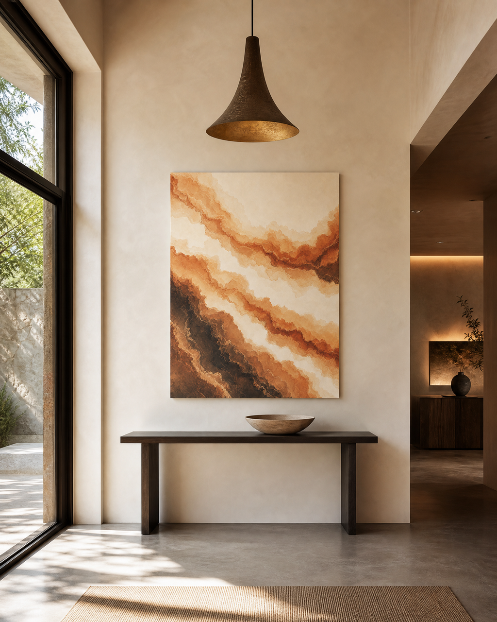 Layered Stratigraphy — Terracotta Ochre Canvas