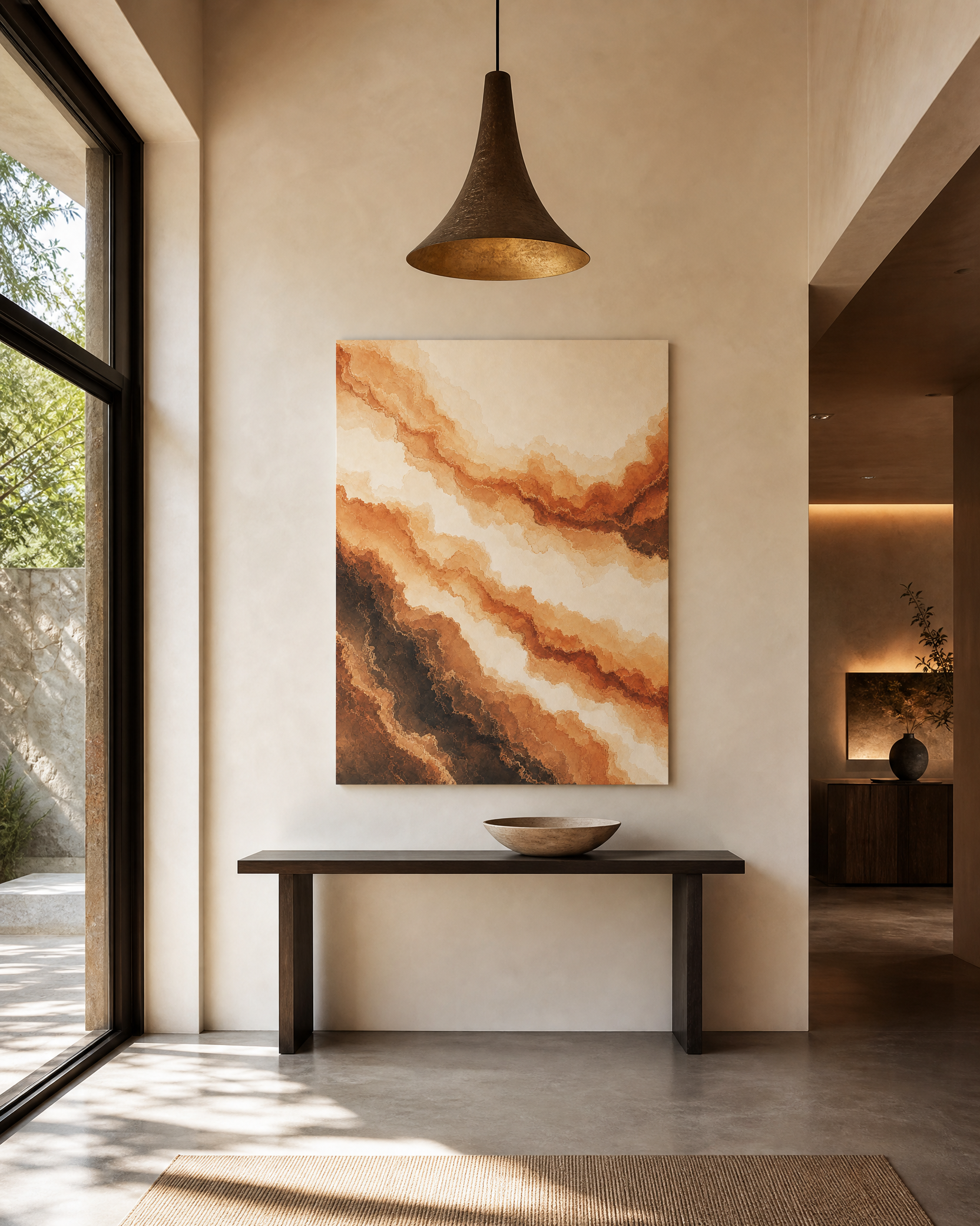 Layered Stratigraphy — Terracotta Ochre Canvas