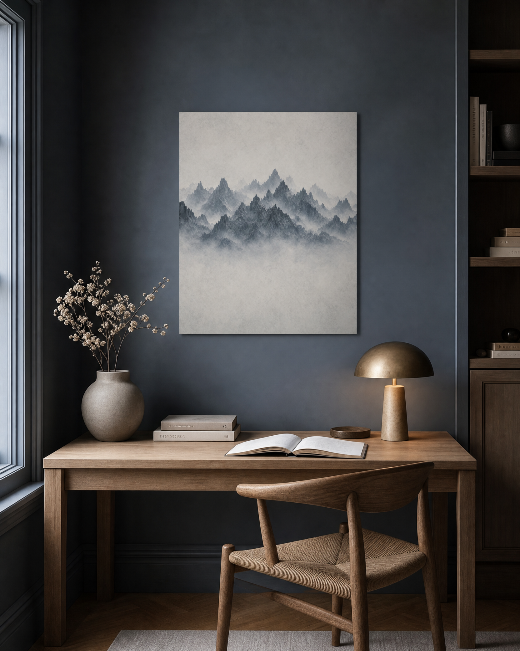 Slate Mist Mountain Ridge — Blue Grey Canvas