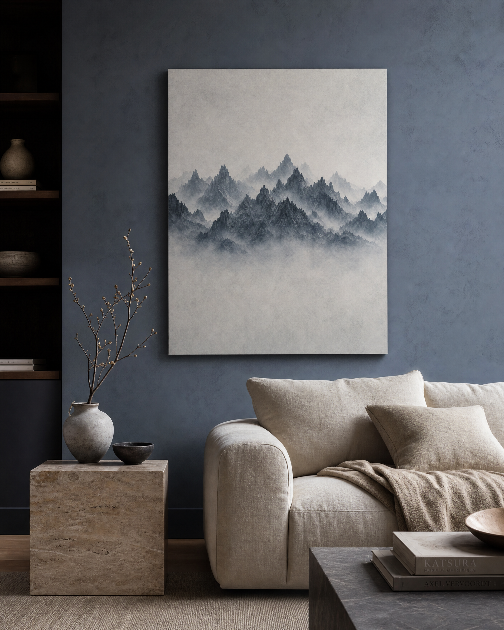 Slate Mist Mountain Ridge — Blue Grey Canvas
