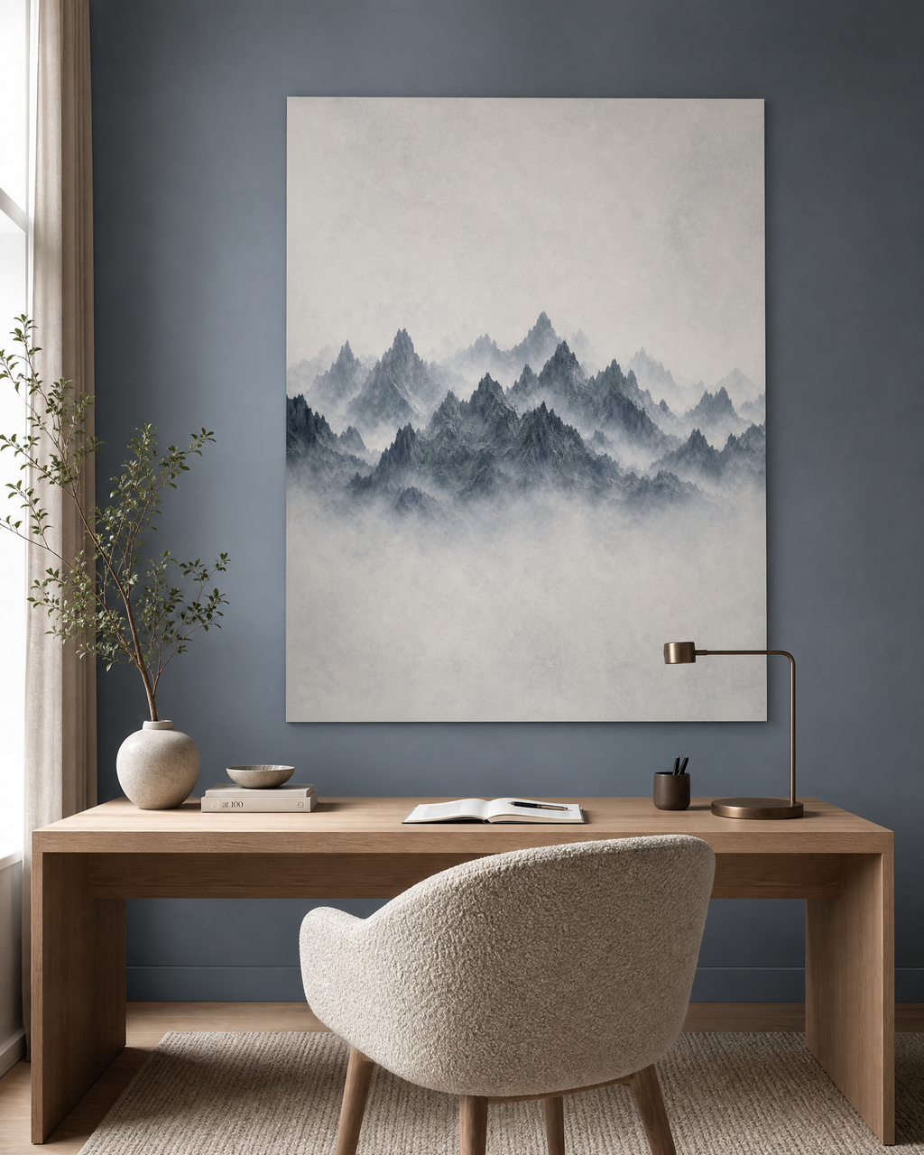 Slate Mist Mountain Ridge — Blue Grey Canvas